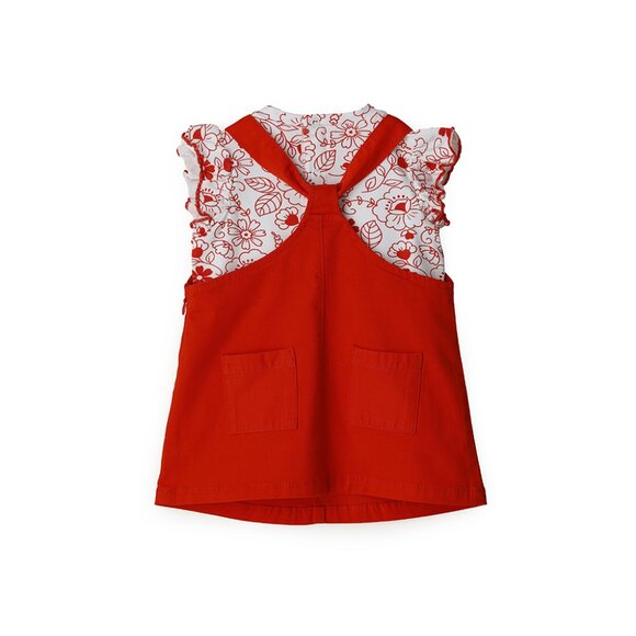 💥 SUMMER SALE - RED FLOWER FUN SEQUIN HEARTS OVERALL DRESS - BABY GIRL OVERALLS - Picture 5 of 9